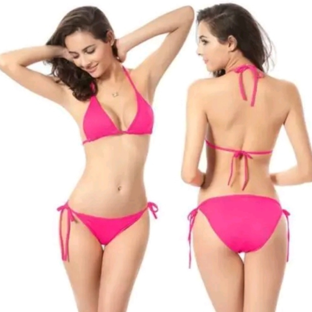 Womens Bikini 2pc Swimsuit Hot Pink String Bikini